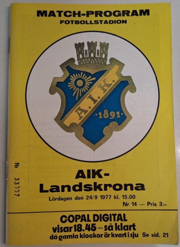 AIK-LANDSKRONA 1977