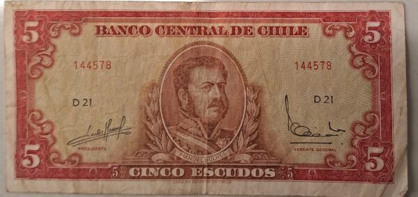 CINCO ESCUDOS från Chile. Använd i bra skick.