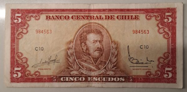 CINCO ESCUDOS från Chile. Mycket bra skick-