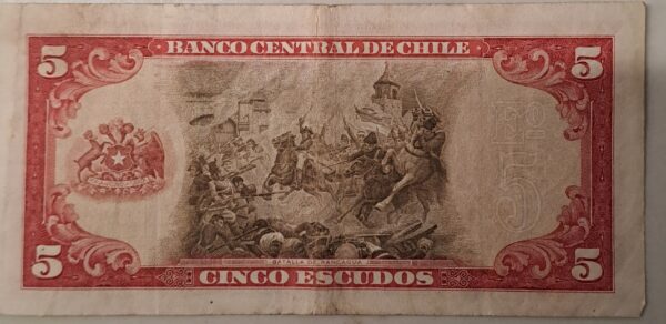CINCO ESCUDOS från Chile. Mycket bra skick-