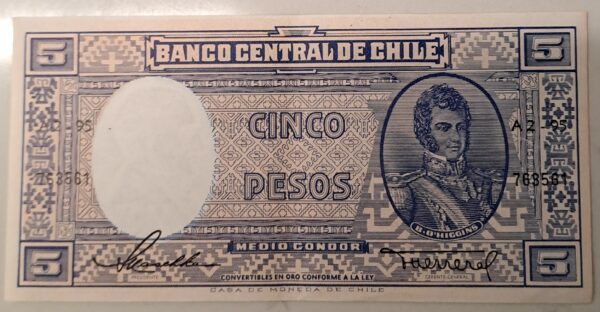 CINCO PESOS från Chile. Mycket bra skick-