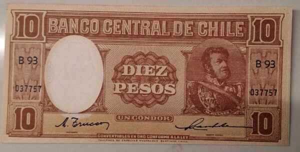 DIEZ PESOS från Chile. Mycket bra skick-