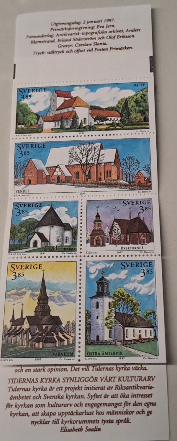 Häften SVENSKA HUS 3 KYRKOR, oanvänd och Ostämplat. (sista)