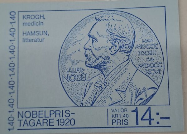NOBELPRISTAGARE 1920 frimärker oanvänd och Ostämplat.