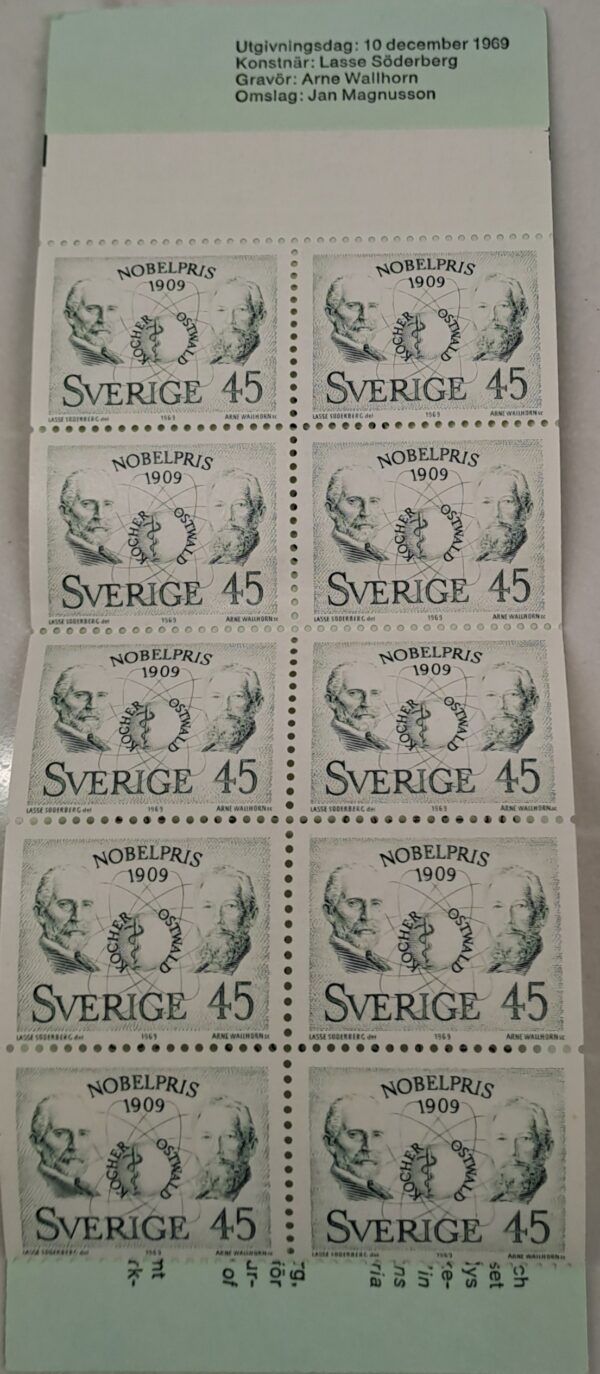 NOBELPRISTAGARE 1909 frimärker oanvänd och Ostämplat.