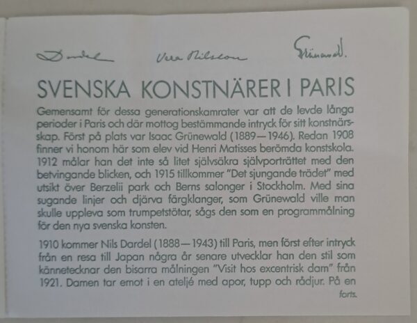 Svenska Konstnärer i Paris 1988. Komplett oanvänd/ostämplat
