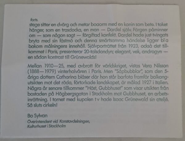Svenska Konstnärer i Paris 1988. Komplett oanvänd/ostämplat