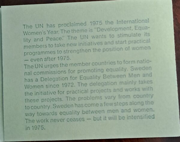 Womens Year 1975. Komplett oanvänd/ostämplat