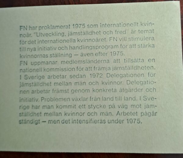 Womens Year 1975. Komplett oanvänd/ostämplat