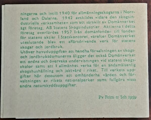 Domänverket, 1959. Komplett oanvänd/ostämplat