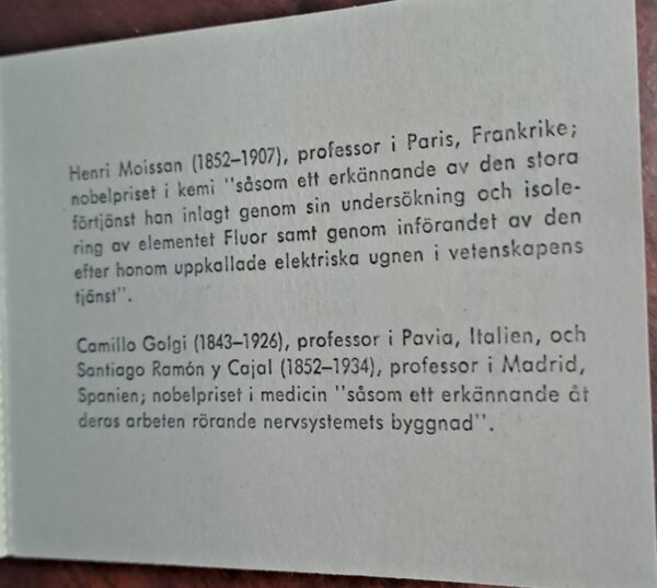 1906 Års Nobelpristagare. Komplett oanvänd/ostämplat