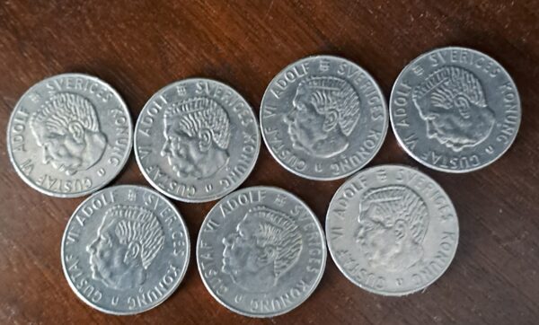 6 st. 1 krona från 1968 och 1 st från 69
