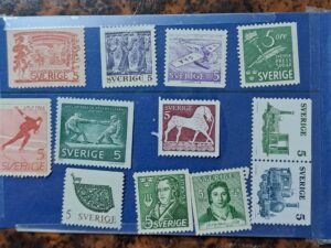 12 st. 5 öre Svenska frimärker Oanvänd och ostämplat.