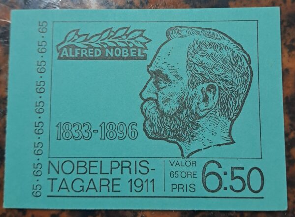 NOBELPRISTAGARE 1911. Oanvänd och Ostämplat. Mycket bra skick.