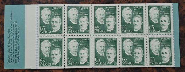 NOBELPRISTAGARE 1911. Oanvänd och Ostämplat. Mycket bra skick.